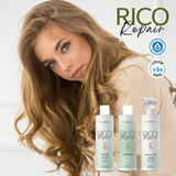 Rico Repair 3 Steps - Daily Maintenance Kit for Chemically Treated Hair, Strand Repair Line. Replenish Hair Mass, for Post-Bleaching and Hair Straightening (Shampoo 10.14 fl.oz + Conditioner 10.14 fl. oz + Leave-In 10.14 fl. oz). Sulfate-free & Color-safe