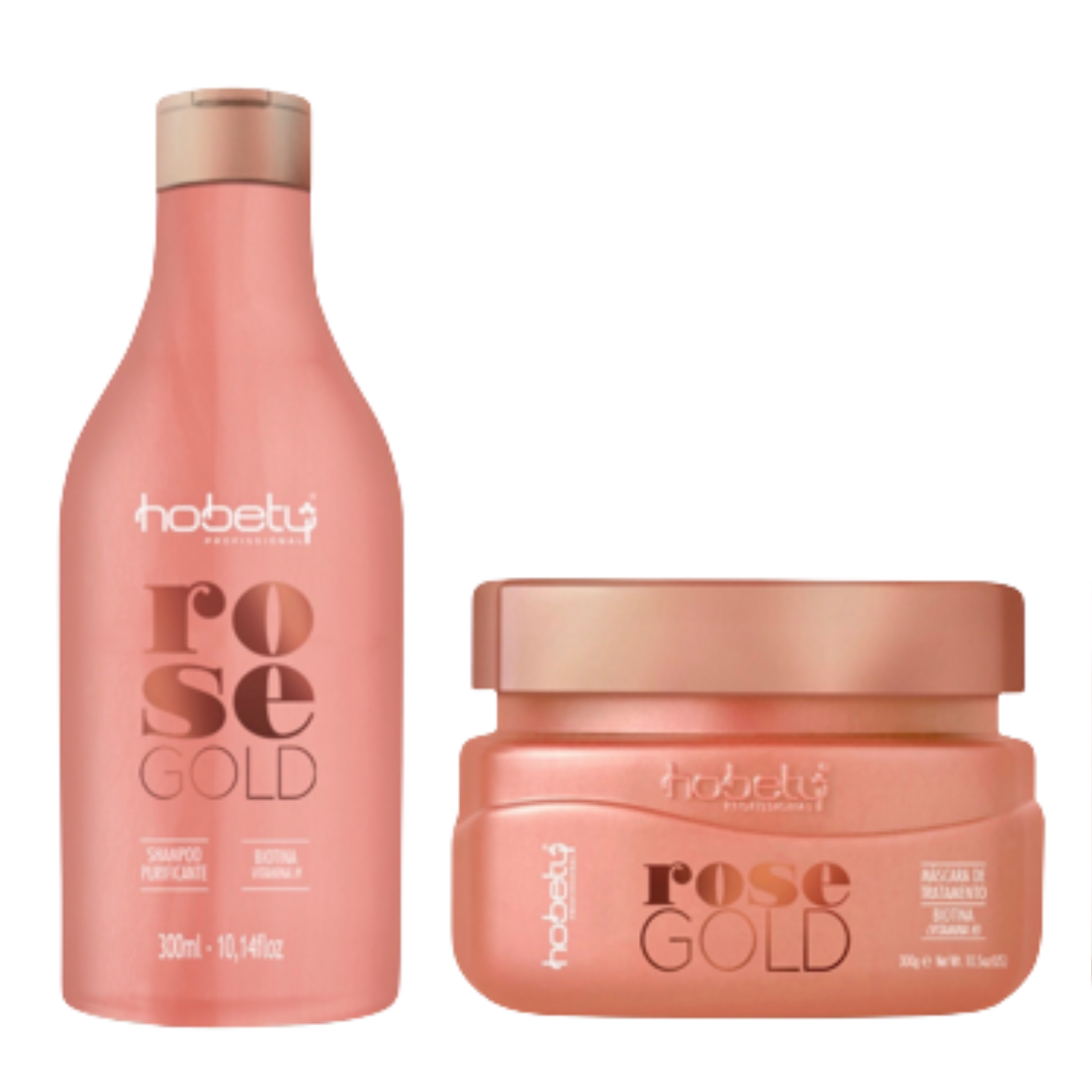 Rose Gold Set - 2 Steps (Shampoo + Mask) - For brittle hair that needs ...